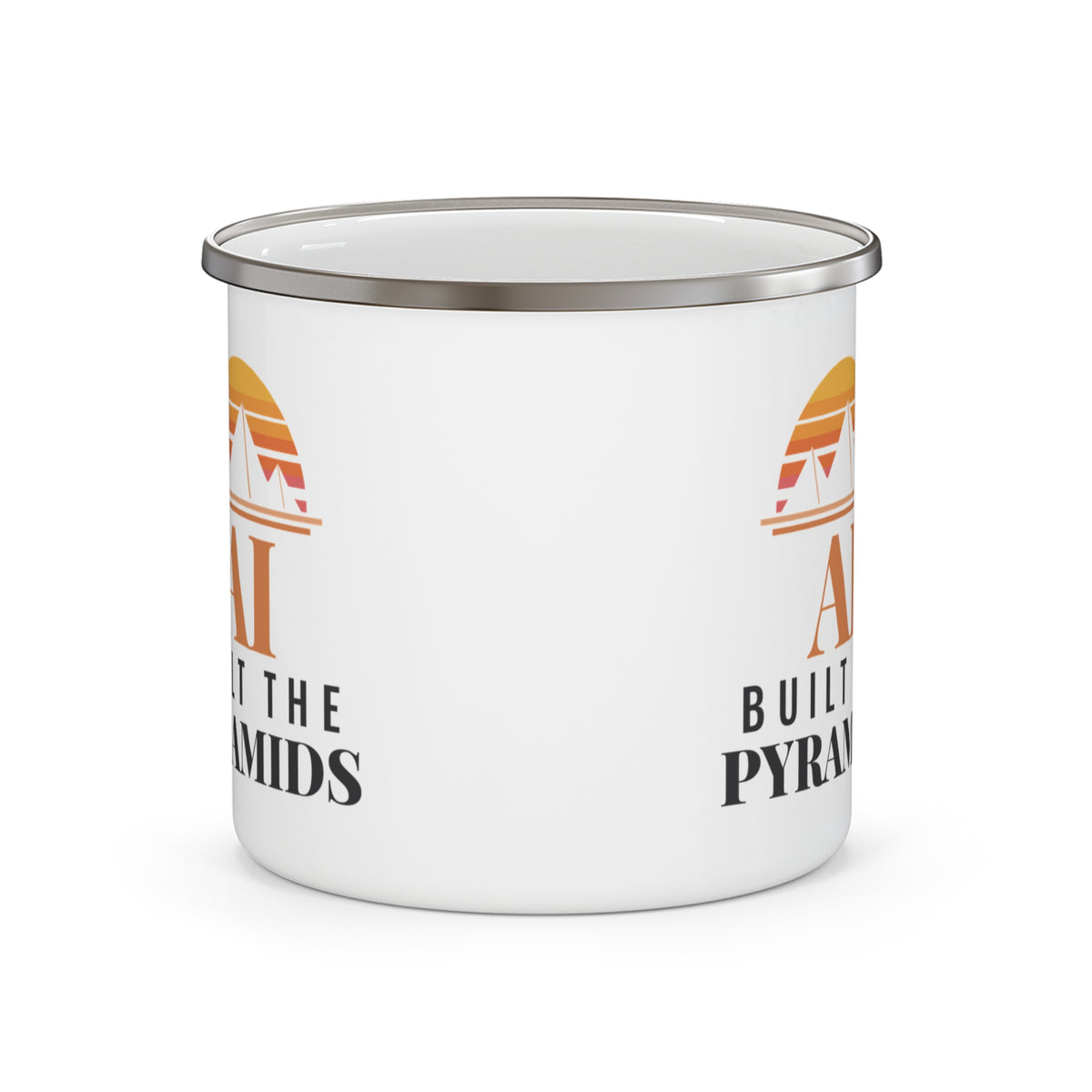 AI Built the Pyramids Enamel Camp Mug