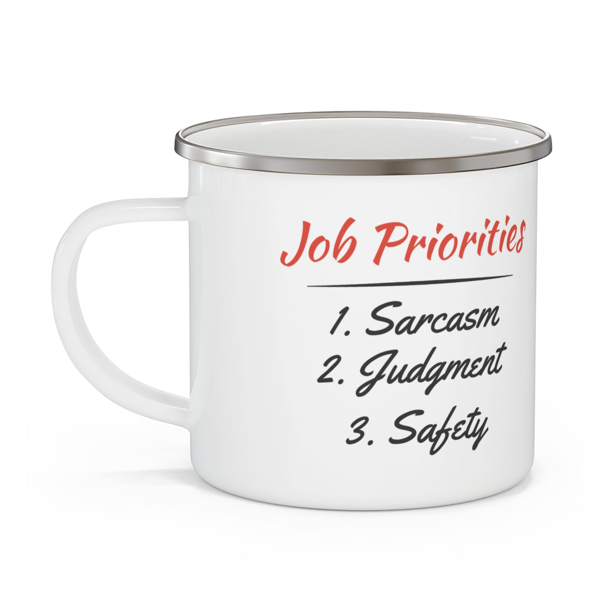 Job Priorities Enamel Camp Mug