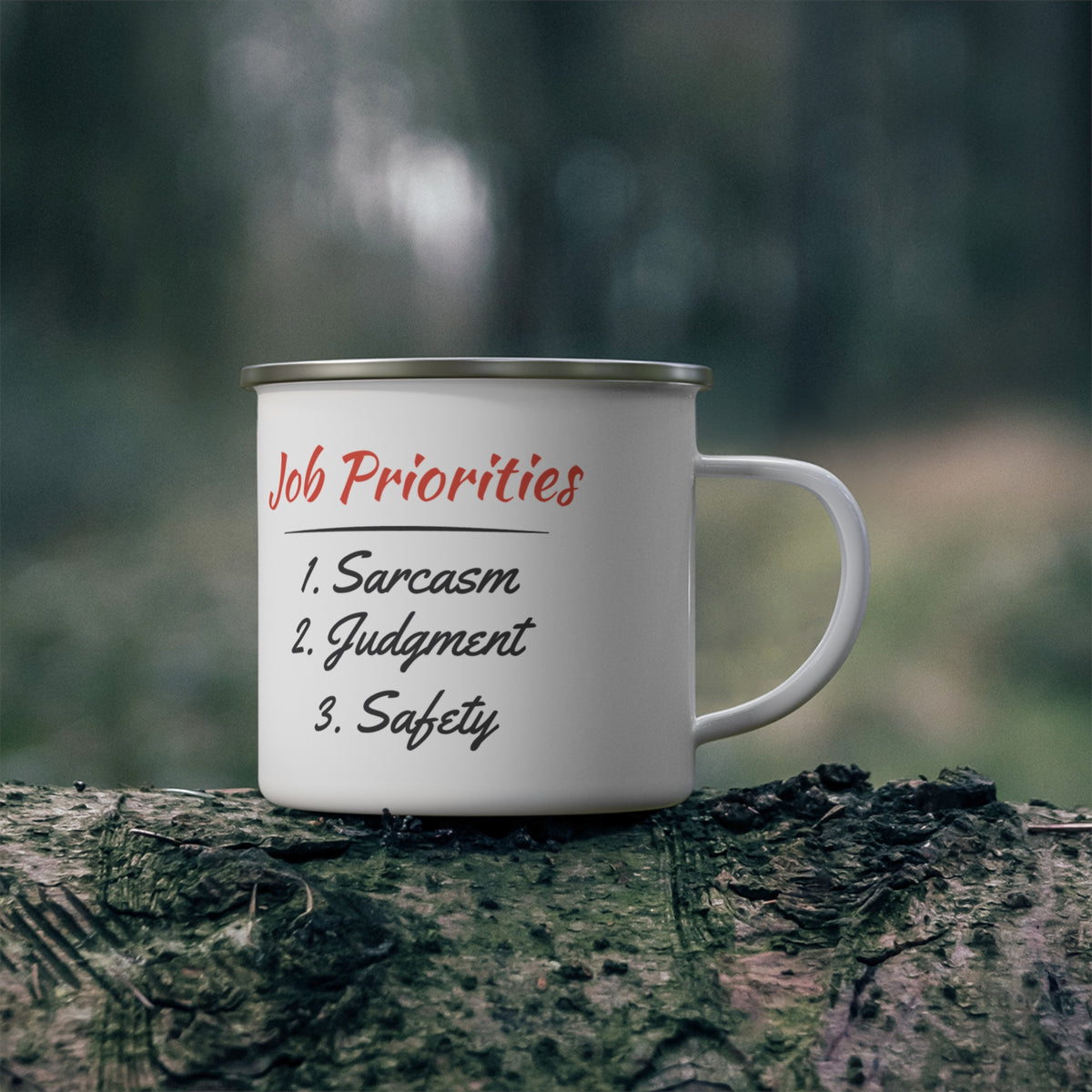 Job Priorities Enamel Camp Mug