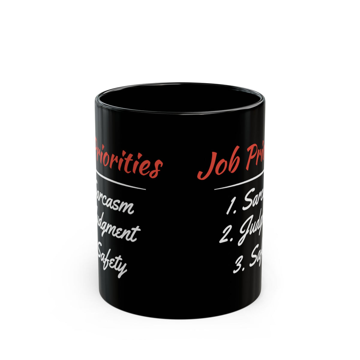 Job Priorities Black Mug 11oz