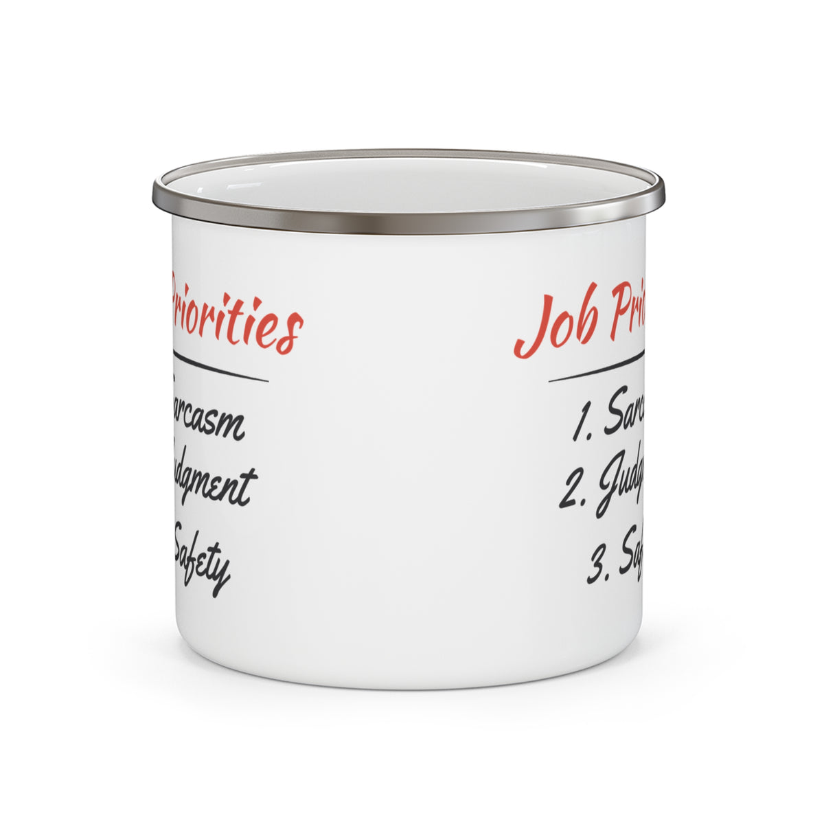 Job Priorities Enamel Camp Mug