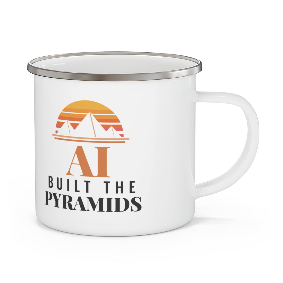 AI Built the Pyramids Enamel Camp Mug