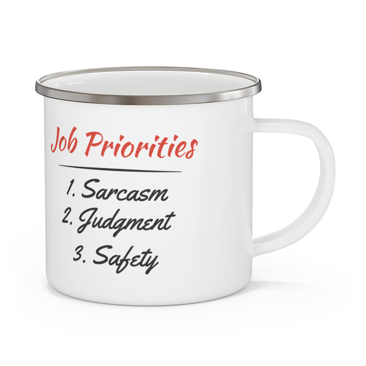 Job Priorities Enamel Camp Mug